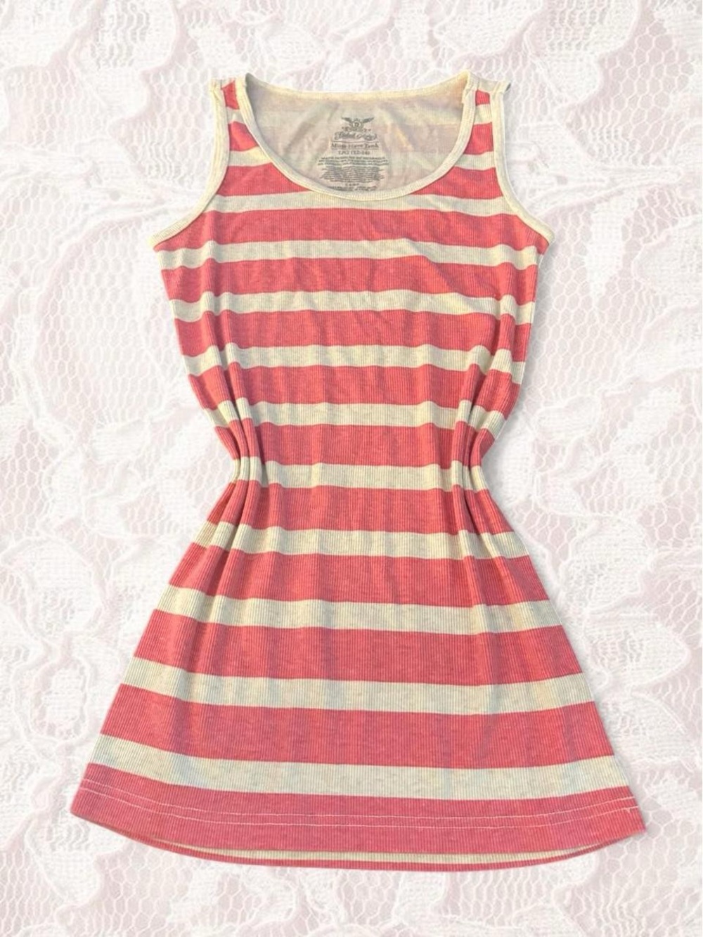 Faded Glory Coral and Cream Striped Tank